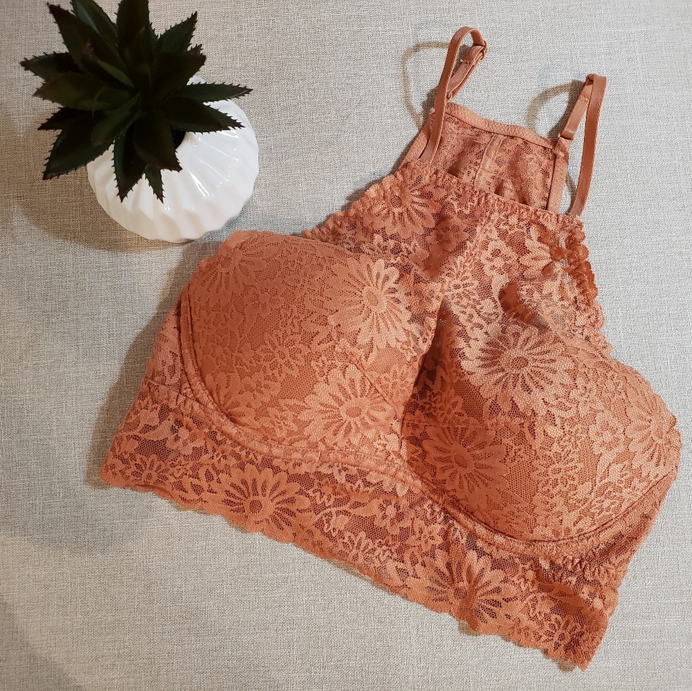 PINK burnt orange bralette padded